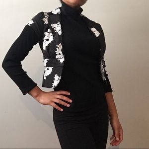 Black Vest with White Flowers